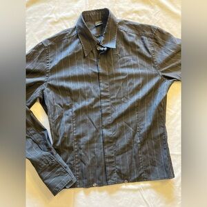 2000s Jean Paul Gautier Men's Gray Striped Shirt